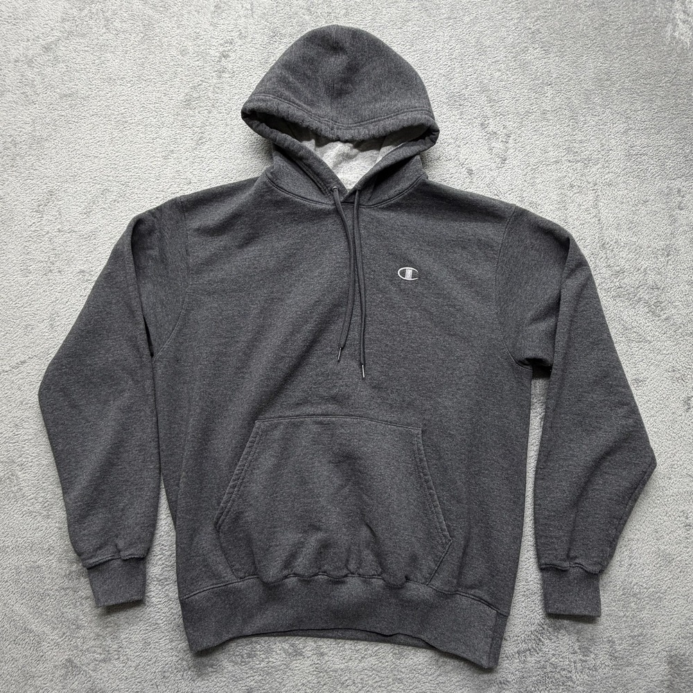 Champion Eco Authentic‎ Hoodie Mens Medium Gray Pullover Fleece Kangaroo Pocket